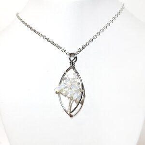 Chakra Reiki Healing Amulet Quartz Opal Gem Tree Of Life Water-Drop Necklace